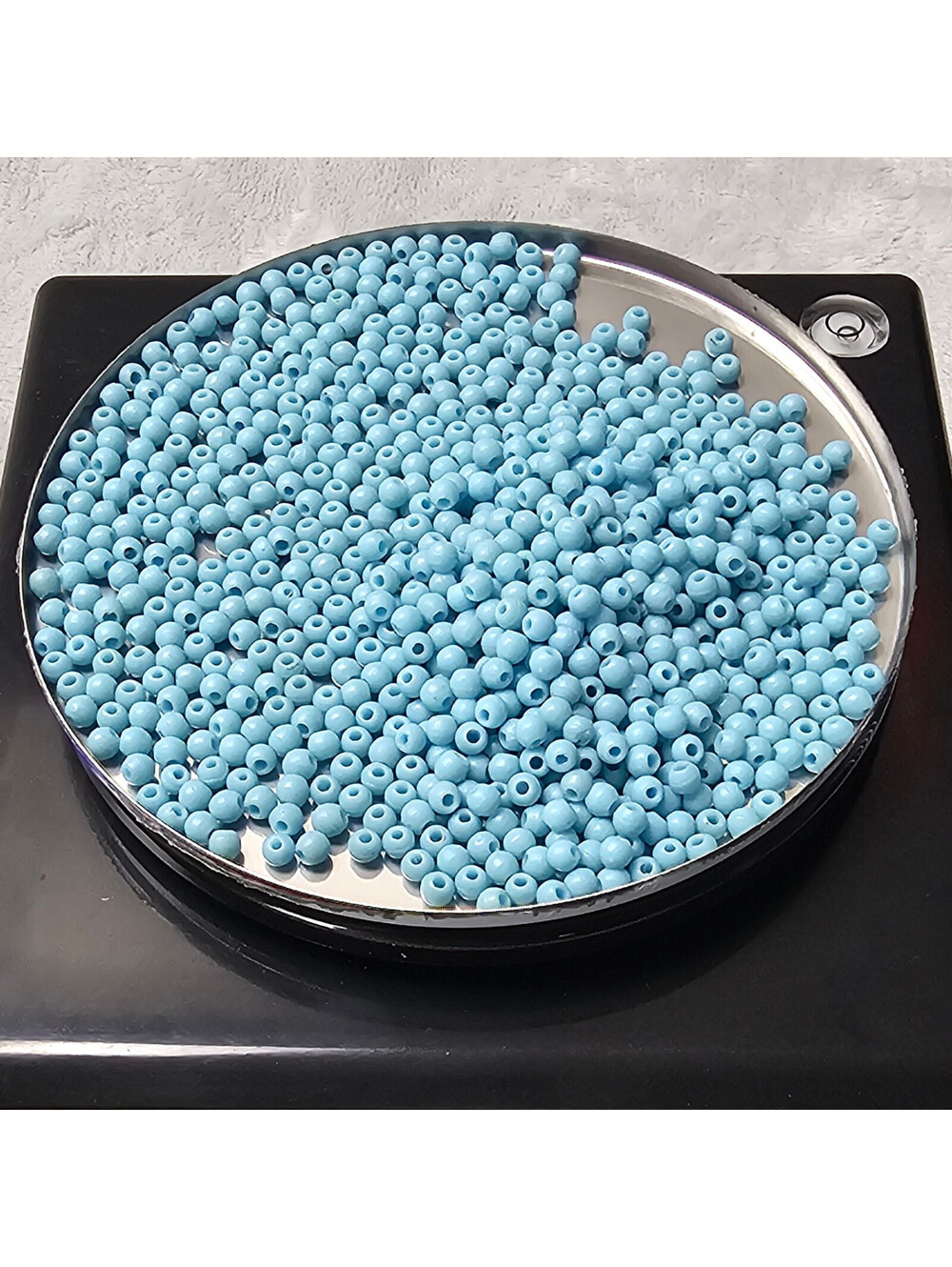 Lot of 836 Small Sky Blue Glass Beads 4mm Round Opaque Bulk Jewelry Craft Supply